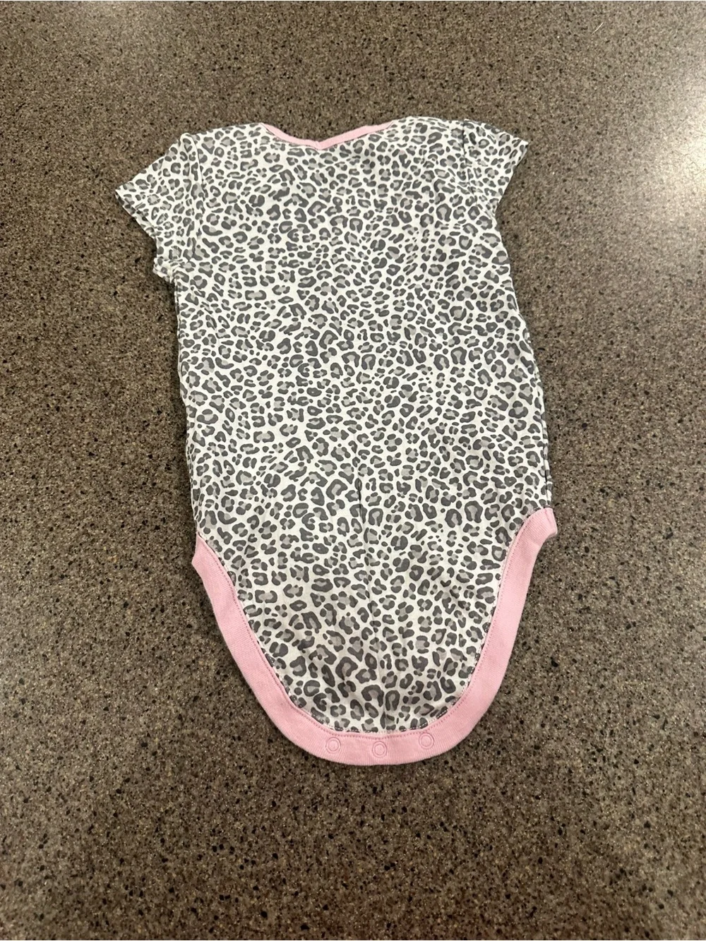 The Children's Place Gray Leopard Print One-Piece Bodysuit with Pink Trim